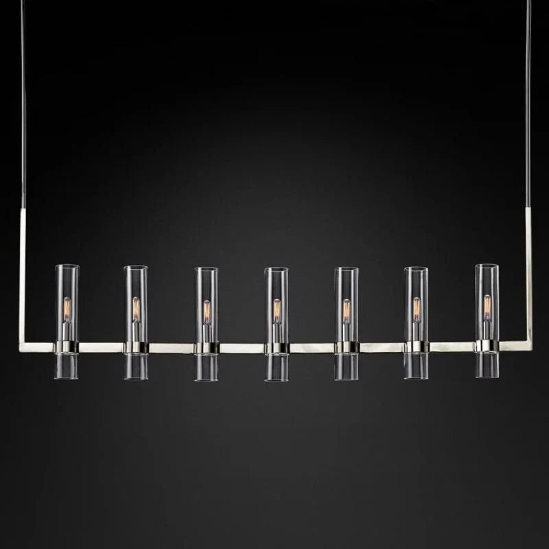 Ravella Blown Glass Linear Dining Room Chandelier 59"