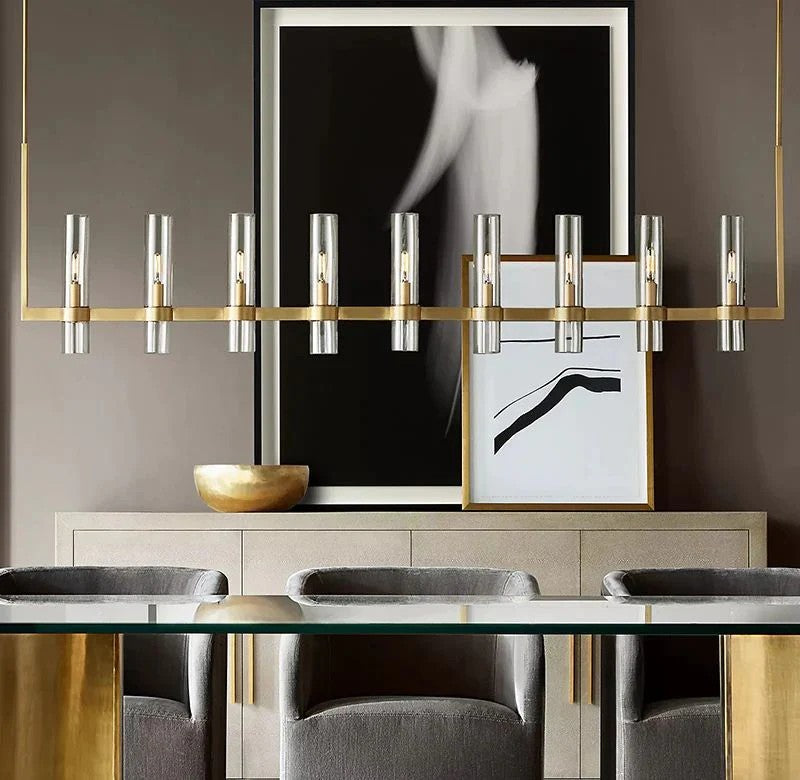 Ravella Blown Glass Linear Dining Room Chandelier 59"