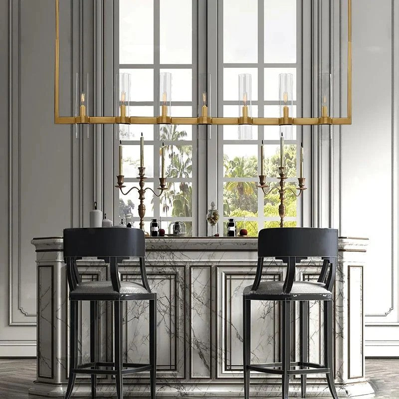 Ravella Blown Glass Linear Dining Room Chandelier 59"