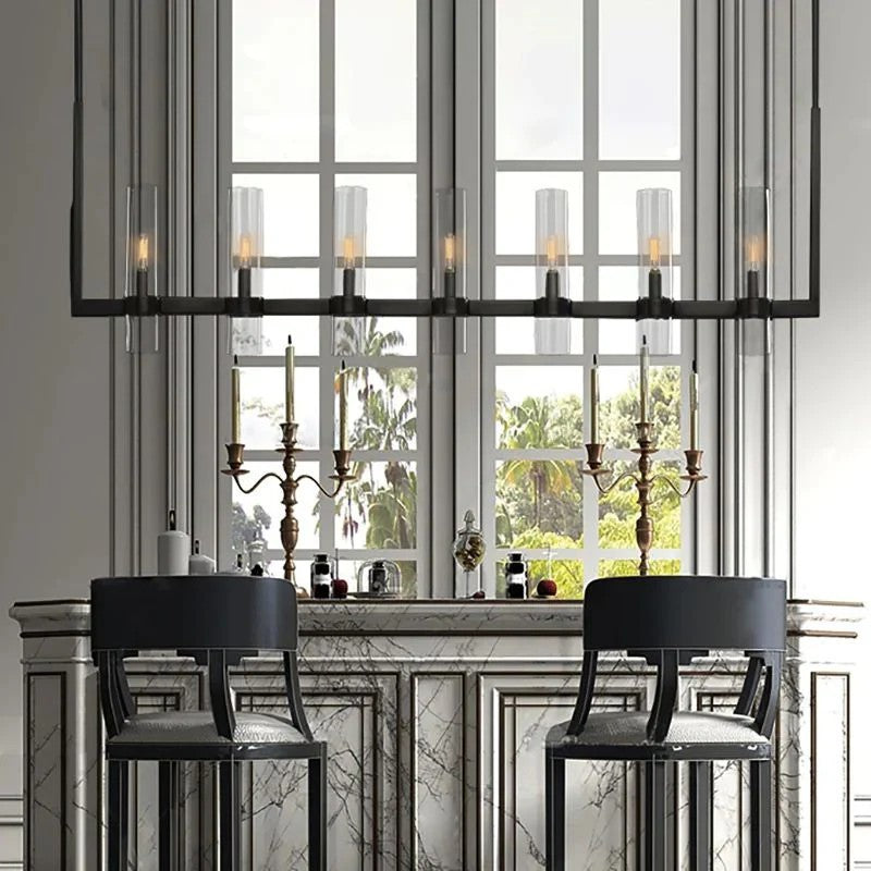 Ravella Blown Glass Linear Dining Room Chandelier 59"