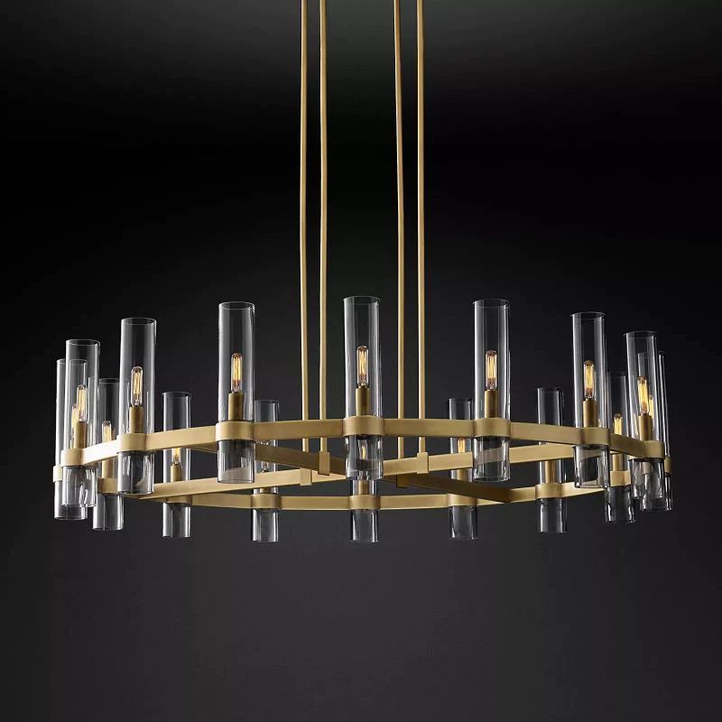 Ravella Blown Glass Round Living Room Chandelier 48"