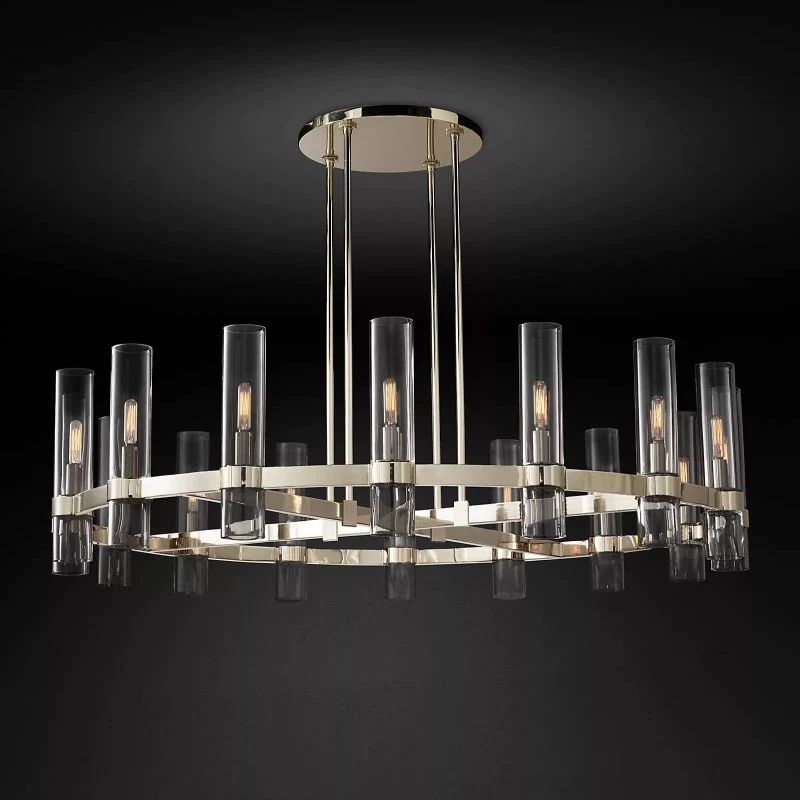 Ravella Blown Glass Round Living Room Chandelier 48"