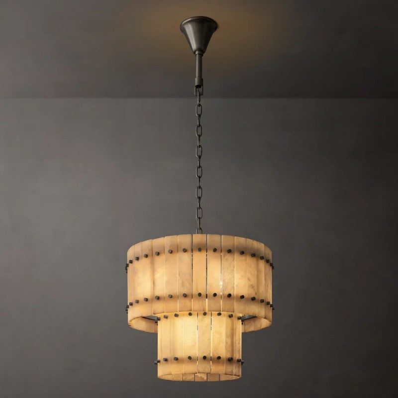 Sanma Alabaster Round Tiered Chandelier 22"