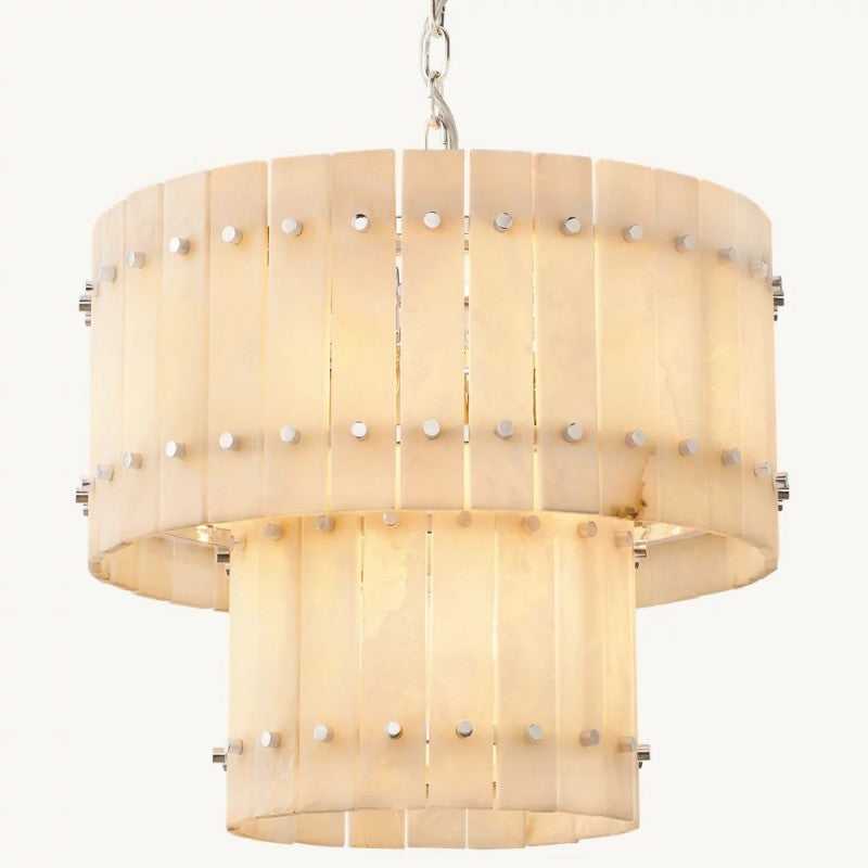 Sanma Alabaster Round Tiered Chandelier 22"