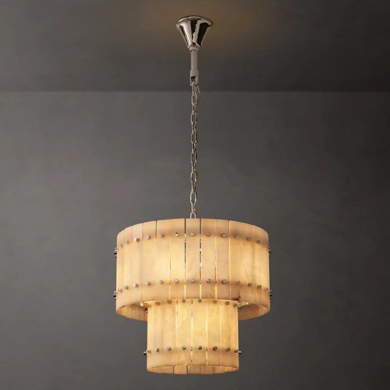 Sanma Alabaster Round Tiered Chandelier 22"