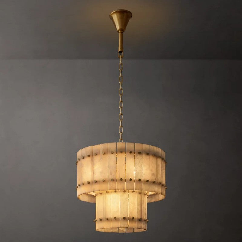 Sanma Alabaster Round Tiered Chandelier 22"