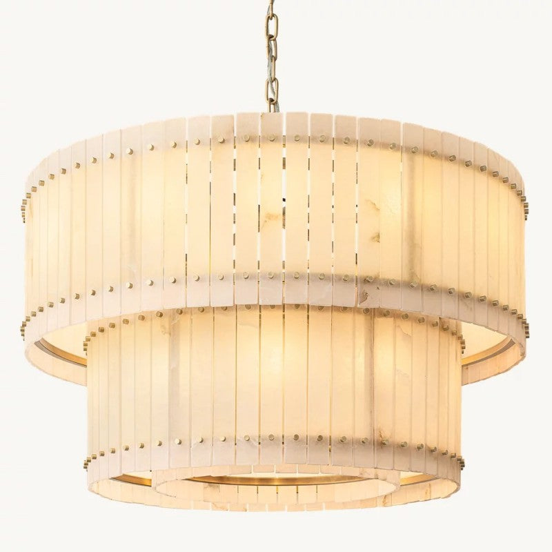 Sanma Alabaster Round Tiered Chandelier 48"
