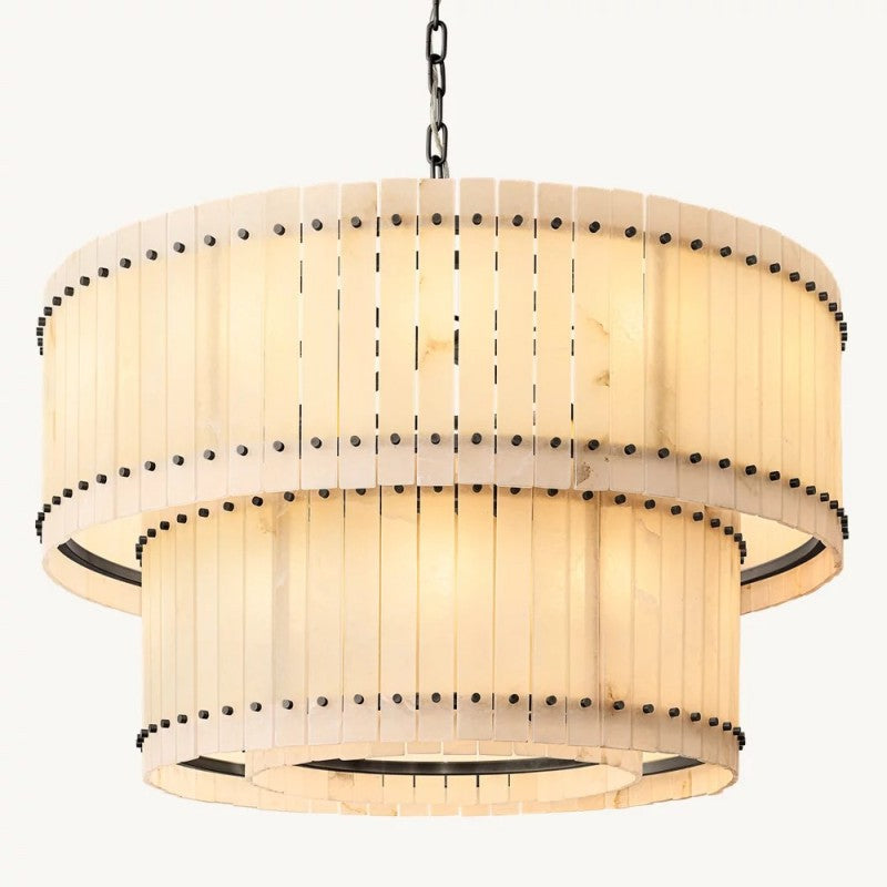 Sanma Alabaster Round Tiered Chandelier 48"