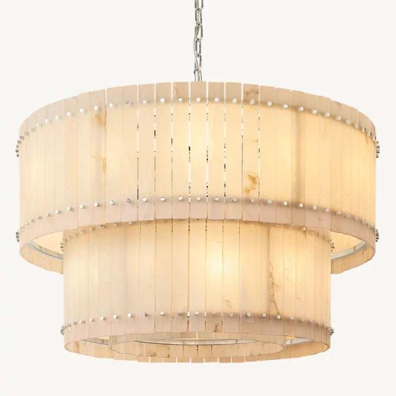 Sanma Alabaster Round Tiered Chandelier 48"
