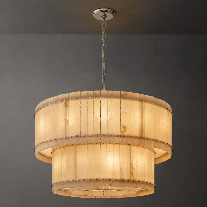 Sanma Alabaster Round Tiered Chandelier 48"