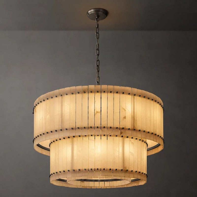 Sanma Alabaster Round Tiered Chandelier 48"