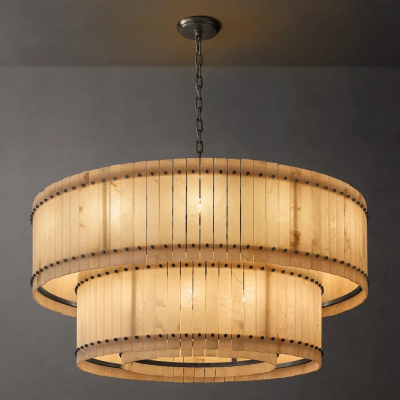 Sanma Alabaster Round Tiered Chandelier 60"