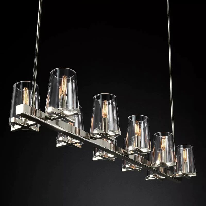 Pauille Glass Linear Dining Room Chandelier 49"