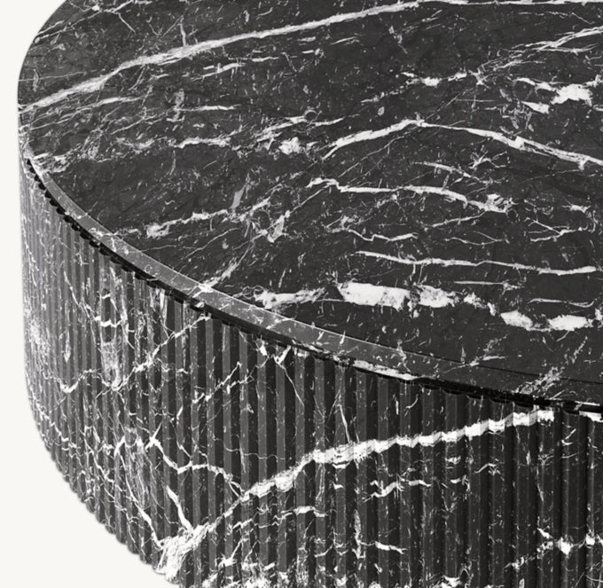 Byron Reeded Stone Round Coffee Table