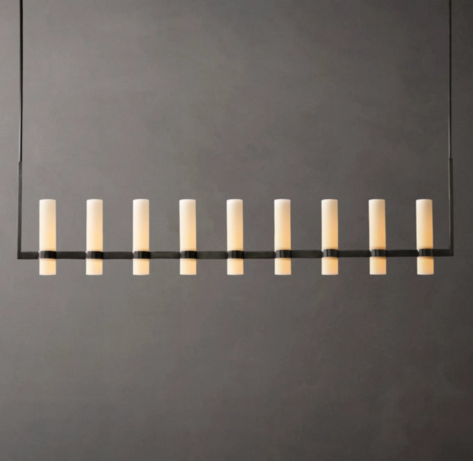 Ravelle Linear Milk Glass Chandelier 71"