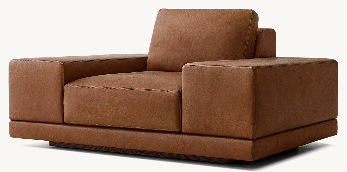 Cortona Leather Full Cushion Back Wide-Arm Chair