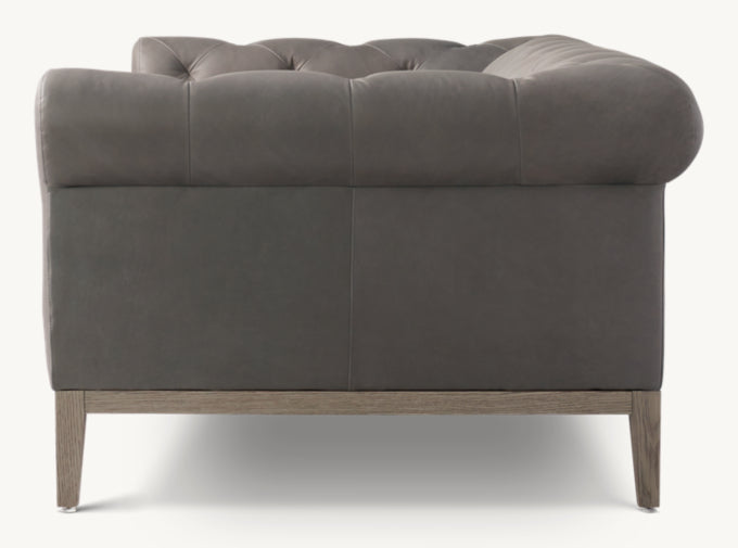 Italia Leather Chesterfield Sofa - Oak Base