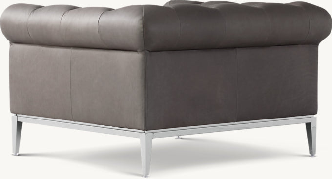 Italia Chesterfield Leather Chair - Metal Base