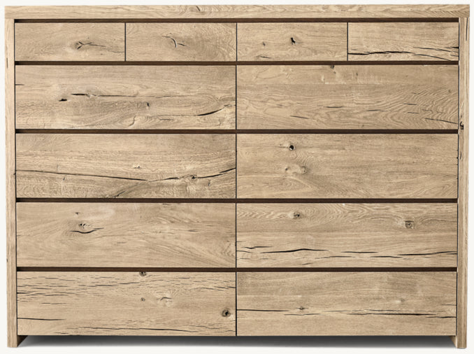 OAK BRÛLÉ WATERFALL 12-DRAWER DRESSER