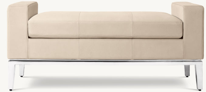 Italia Leather End-of-Bed Bench - Metal Base