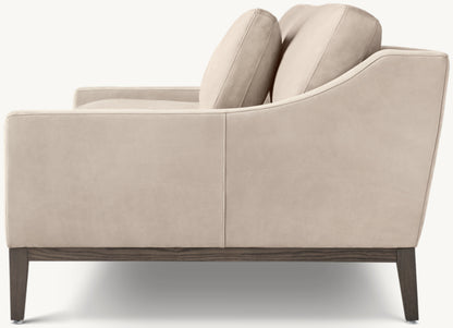 Italia Leather Slope Arm Sofa - Oak Base