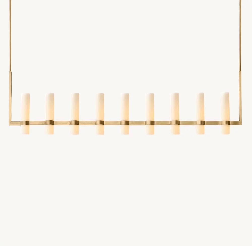 Ravelle Linear Milk Glass Chandelier 71"