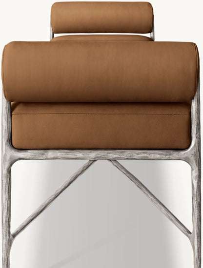 Thaddeus Leather Double Bolster End-of-Bed Bench