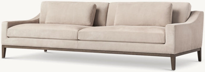 Italia Leather Slope Arm Sofa - Oak Base