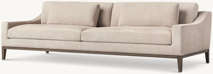 Italia Leather Slope Arm Sofa - Oak Base
