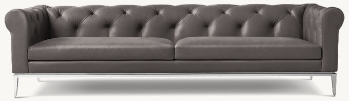 Italia Leather Chesterfield Sofa - Metal Base