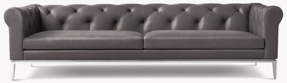 Italia Leather Chesterfield Sofa - Metal Base