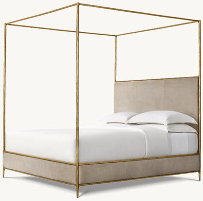 Thaddeus Leather Canopy Bed
