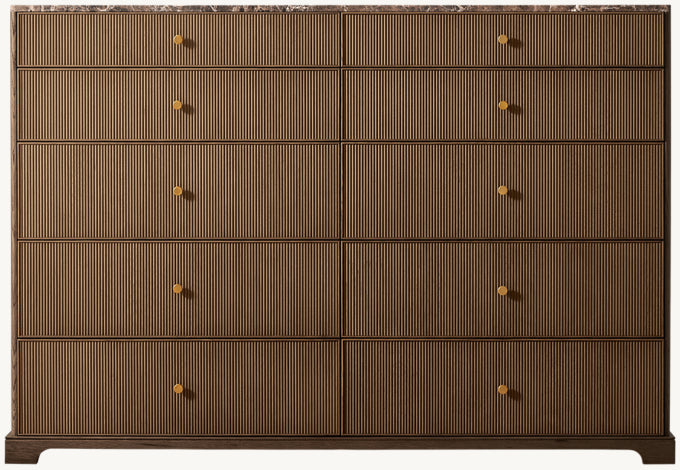 Genevieve Emperador Reeded 10-Drawer Dresser