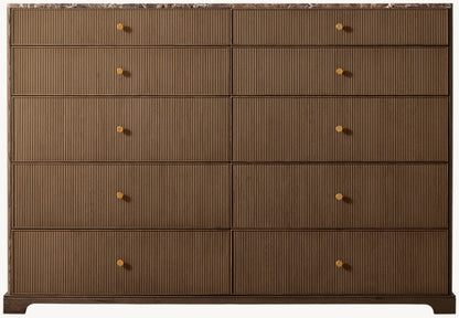 Genevieve Emperador Reeded 10-Drawer Dresser