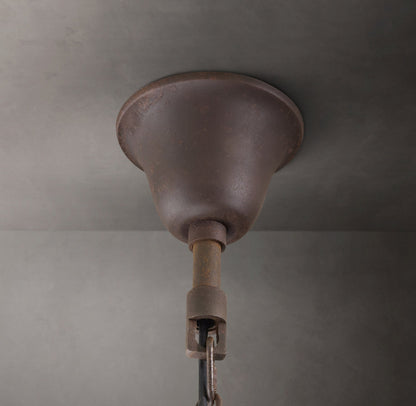 19th C. Rococo Iron & Crystal Round Chandelier 28"