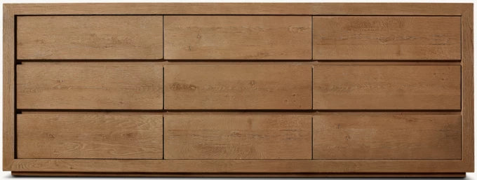 Drifted Reclaimed Oak 9-Drawer Dresser