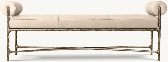 Thaddeus Leather Double Bolster End-of-Bed Bench