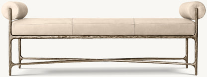 Thaddeus Leather Double Bolster End-of-Bed Bench