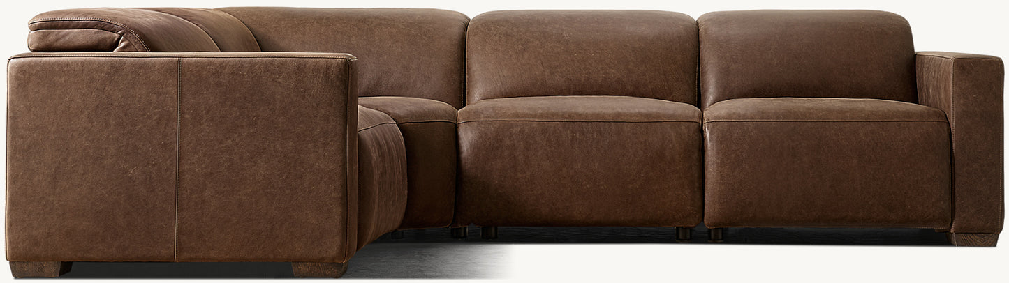 Lennon Recliner Modular Leather 4-Piece L-Sectional