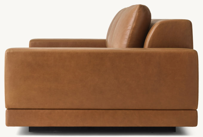 Cortona Leather Full Cushion Back Wide-Arm Sofa
