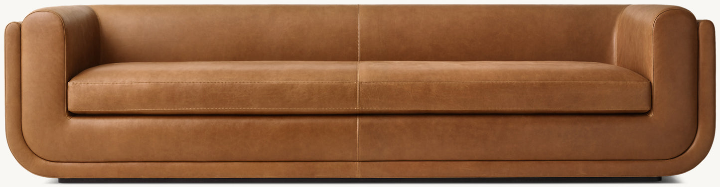 Matteo Leather Bench-Cushion Sofa