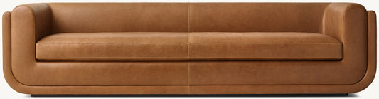 Matteo Leather Bench-Cushion Sofa