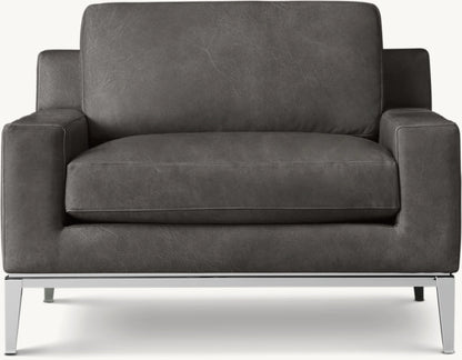 Italia Track Arm Leather Chair - Metal Base