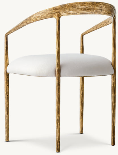 Thaddeus Curved Fabric Dining Armchair