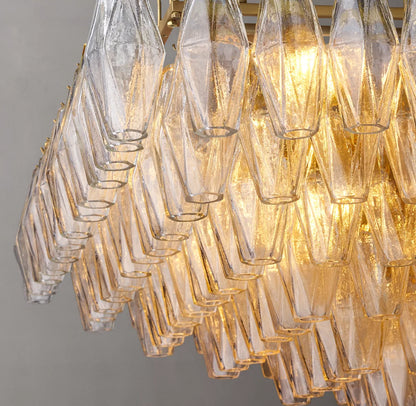 Chiara Clear Glass Tiered Rectangular Chandelier 74"