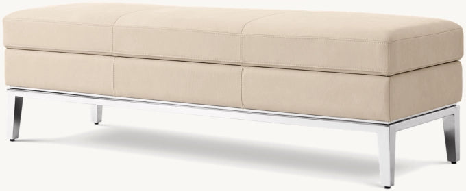 Italia Leather End-of-Bed Storage Bench - Metal Base