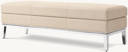 Italia Leather End-of-Bed Storage Bench - Metal Base