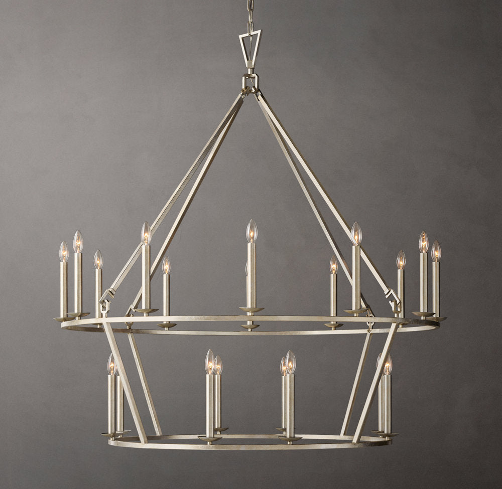 19TH C. ENGLISH OPENWORK TWO-TIER ROUND CHANDELIER 50"