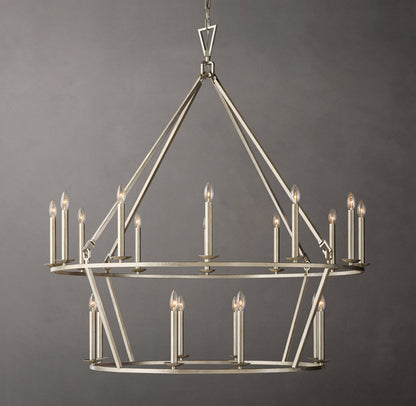 19TH C. ENGLISH OPENWORK TWO-TIER ROUND CHANDELIER 50"