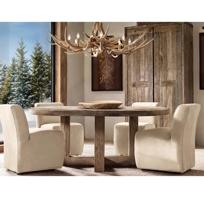 Reclaimed Rustic Oak Round Dining Table